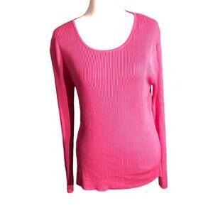 Carlisle/Sport Silk Sweater Women’s Size M – Hot Pink, Ribbed, Lightweight